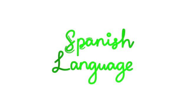 spanish language One line continuous animated typography intro outro animation video, hand drawn calligraphy lettering monoline vintage text on background, handwriting green type on white backdrop bg 