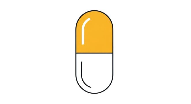 Medical capsule illustration with yellow and white color scheme for healthcare, medicine, and pharmaceutical themes.