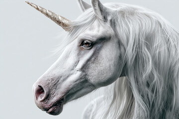 White Unicorn Photorealistic Hyper-Detailed Photograph