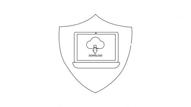 Cloud Security Concept - Protecting Data on Laptop.