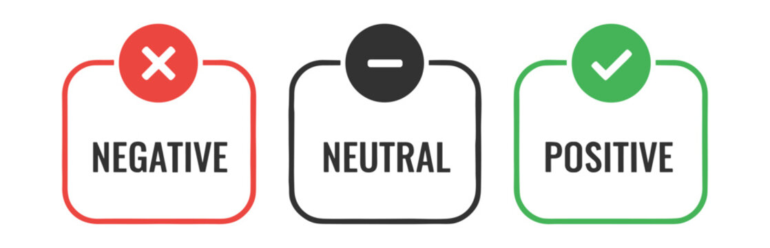 Positive negative and neutral feedback icons set, rating review evaluation symbols vector isolated on transparent background