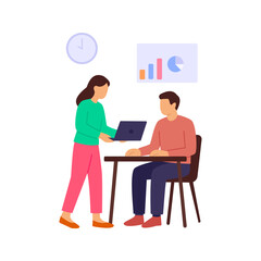 Manager&ndash;Employee Alignment, strengthening leadership staff collaboration, Flat vector character illustration