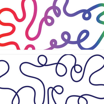Vibrant colorful squiggles and loops on white background