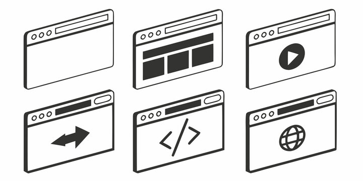 Assorted icons representing different types of computer software and applications Vector