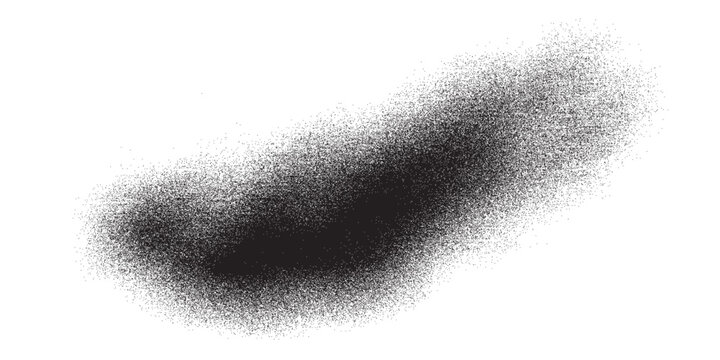 Abstract Black Spray Paint Splatter Texture on White Background.