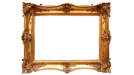 Großer und gldener antiker Bilderrahmen isoliert als Freisteller über transparentem Hintergrund © Wolfilser