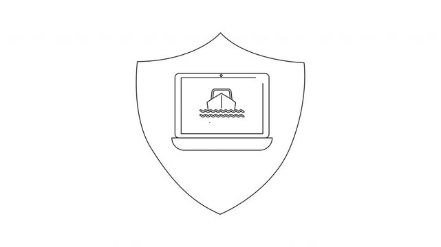 Cybersecurity Shield Laptop Icon - Digital Protection Concept.