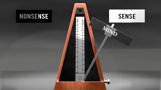 Mind cycles between nonsense and sense. Visualizing a repeated pattern of mind that swings between extremities: nonsense and sense. Repeating transition from one to another. Made by humans for humans.