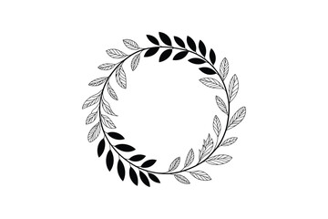 Obraz premium Wreath illustration with leaves on beige background for decoration