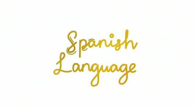 spanish language One line continuous animated typography intro outro animation video, hand drawn calligraphy lettering monoline vintage text on background, handwriting gold golden type on white backdr