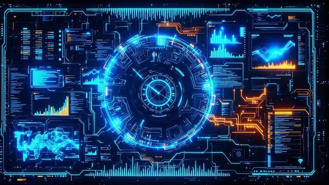 Futuristic digital interface with circuit design