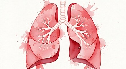 Human lungs with detailed bronchial tree and trachea