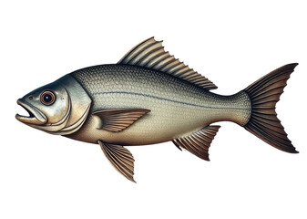 Obraz premium A single fish swimming on a plain white surface