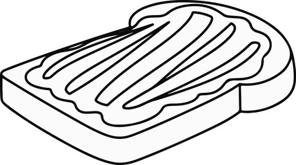 Obraz premium A simple line drawing of a slice of toast with a topping spread