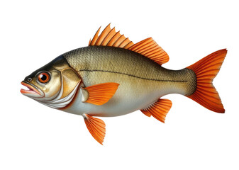 Fototapeta premium A fish stands upright on a white surface, ready for display