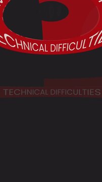Technical Difficulty glitch red shape alpha channels,  TV screen showing please stand by, vertical video animation