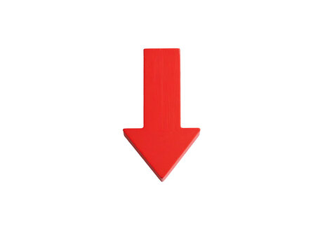 3D red arrow points downward against black background