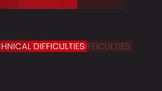 Technical Difficulty glitch red shape alpha channels,  TV screen showing please stand by, 4k video