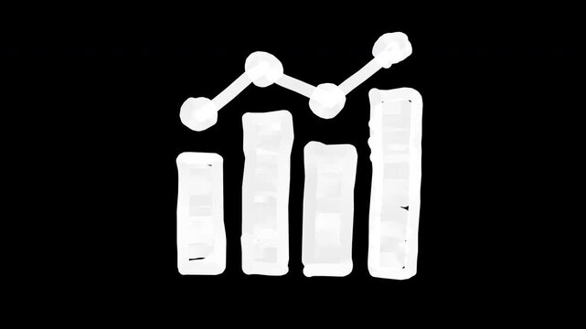 Hand Drawn Bar Chart with Line Graph Animated Video 4K Alpha Transparent