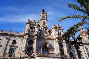 Obraz premium Valencia city, Spain. Old government architecture - Town Hall (Ajuntament de Valencia).