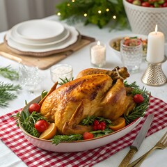 Golden Crispy Chicken Roast with Festive Presentation &ndash;