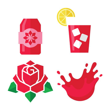 Rooh Afza Red Rose Syrup Ramadan Drink Icon Set