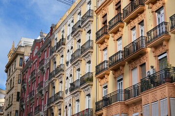 Fototapeta premium Residential architecture in Valencia, Spain. Elegant building in Eixample district of Valencia.