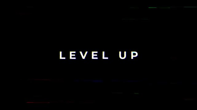 Level Up Modern Text Glitch Effect Animation. 4K Video