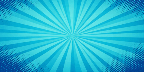 Abstract blue sunburst background with bright radial rays and light burst pattern design © RazuAhmed