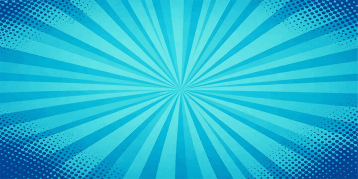 Abstract blue sunburst background with bright radial rays and light burst pattern design