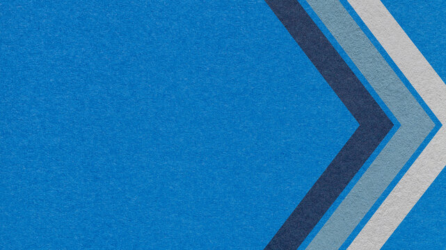 Blue paper texture background with gray navy chevron corner stripes and copy space for banner, presentation, template