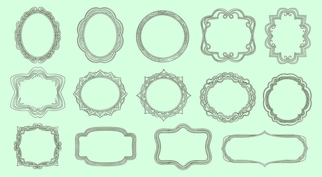 Vintage ornate frame vector collection for wedding invitation labels