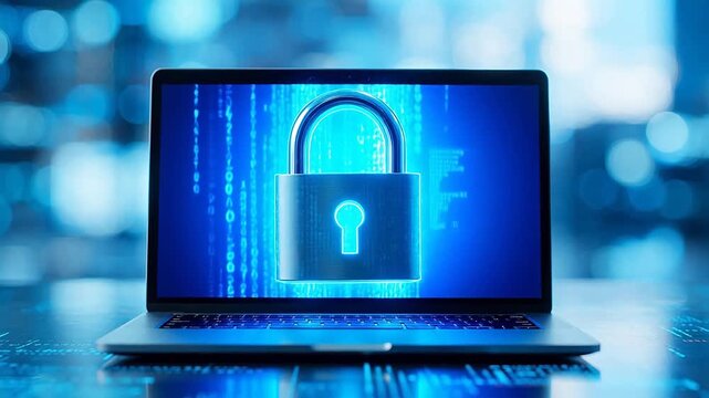 Laptop with digital lock on screen