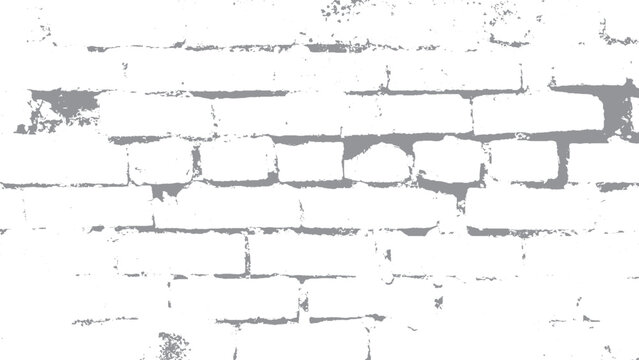 Old brick wall background. Black and white grunge texture. Vector distressed overlay brick wall old texture. Grunge abstract background.
