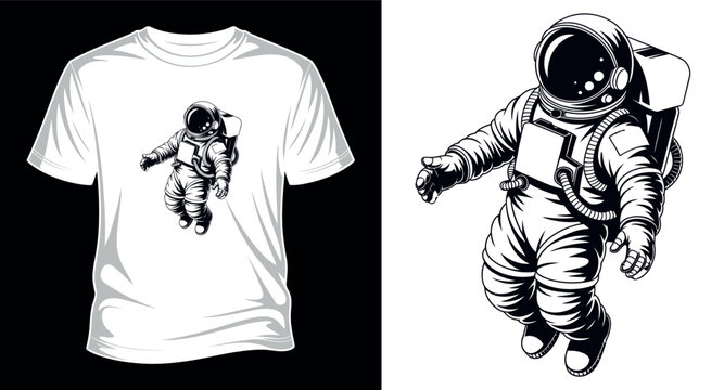 Astronaut in outer space vector illustration for t-shirt design, poster, and merchandise