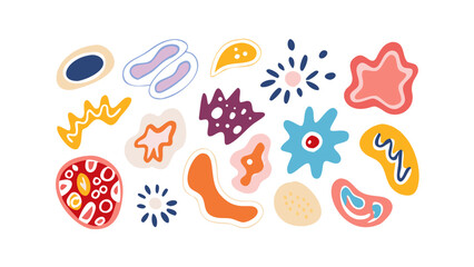 Abstract sticker shapes. Doodle geometric decorative elements, funky groovy blobs and simple shapes for comic collage and scrapbooking. Vector isolated collection .vector icon