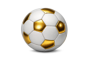 Fototapeta premium Golden white soccer ball representing victory on transparent background