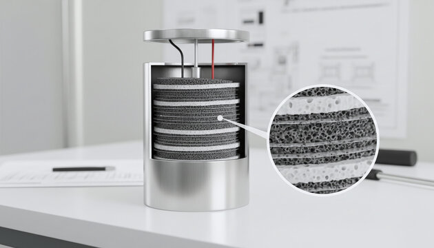 Supercapacitor internal rolled layers cross section energy storage