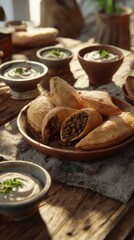 Fototapeta premium Meat Sambousek with Dip