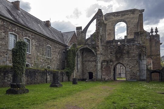 Ruins of the former abbey of Aulne, Abbay d'Aulne, near Thuin, province of Hainaut, Belgium
