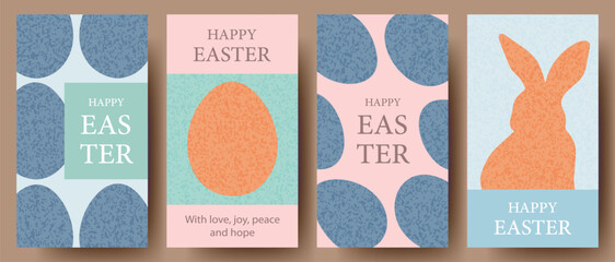 Happy Easter vertical cards and flyers set with Easter eggs. Easter banners, frames, flyer, label templates set