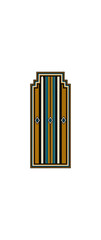Fototapeta premium Abstract geometric design with vertical stripes and decorative elements on black background