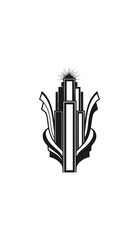 Abstract geometric illustration silhouette design against black backdrop