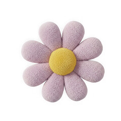 A fuzzy purple flower with a yellow center isolated on transparent background