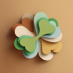 Layered Paper-Cut Clover Background with Minimal Copy Space (Pastel Green & Beige)