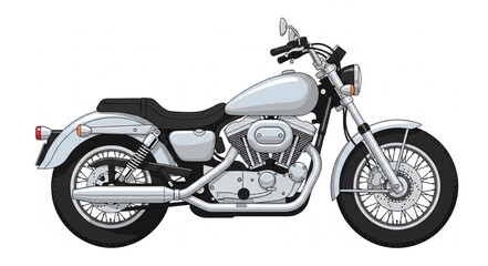 Obraz premium Classic Silver Motorcycle Side View.