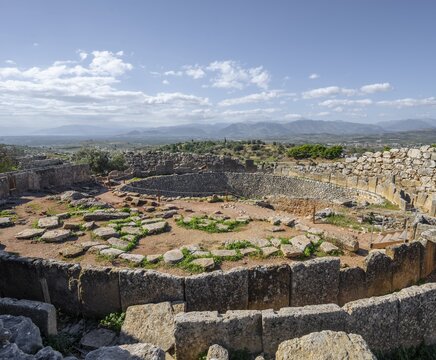Grave circle A, shaft grave circle A, grave circle A or grave circle A, royal cemetery, citadel with walls, Mycenae, Greek archaeological site, Peloponnese, Greece