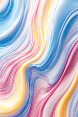 Obraz premium Dreamy Aurora Flow, Soft pastel waves curve with golden shimmer like morning light. Tones feel gentle romantic and perfect for beauty branding and modern artwork.