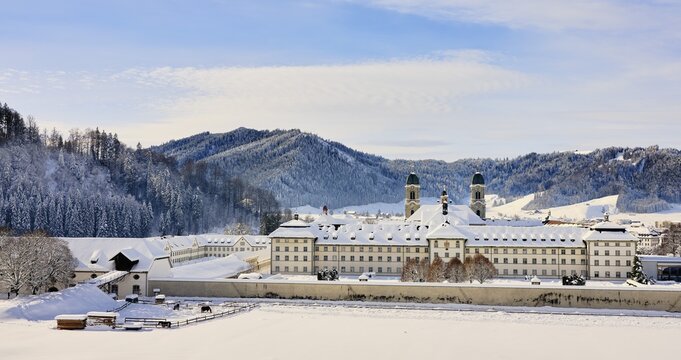 Benedictine abbey, monastery, place of pilgrimage, Einsiedeln, Canton Schwyz, Switzerland