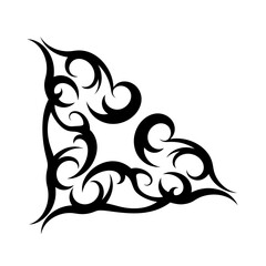 Elegant black tribal corner design with intricate swirling patterns, perfect for decorative borders or tattoo inspiration, adding a touch of bold, artistic flair to any project